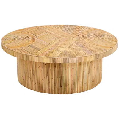 Tov Furniture Tov Acadia 47 1/4" Wide Natural Rattan Wood Round Coffee Table