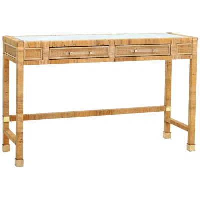 Tov Furniture Tov Amara 47 1/4" Coastal Natural Rattan Rectangular 2-drawer Desk