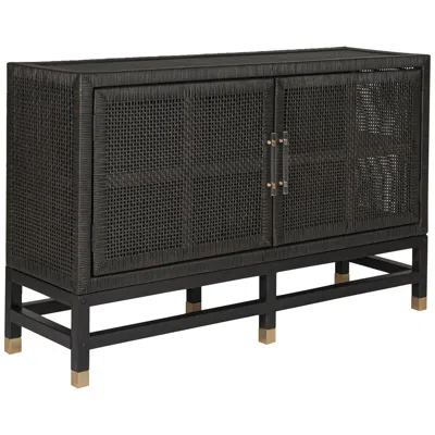 Tov Furniture Tov Amara 53 3/4" Wide Charcoal Black Woven Rattan 2-door Buffet