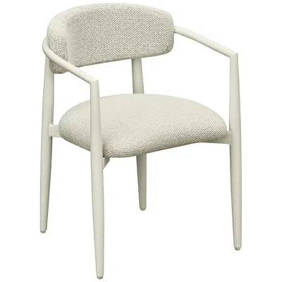 Tov Furniture Tov Annika 21 3/4" Wide Cream Weave Textured Outdoor Dining Arm Chair