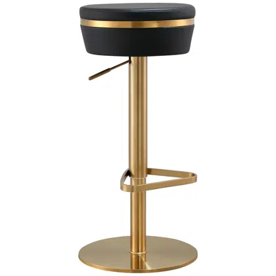 Tov Furniture Tov Astro Adjustable Height Modern Black Vegan Leather Swivel Bar Stool