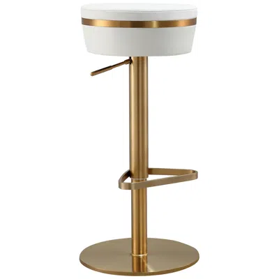 Tov Furniture Tov Astro Adjustable Height Modern White Vegan Leather Bar Stool