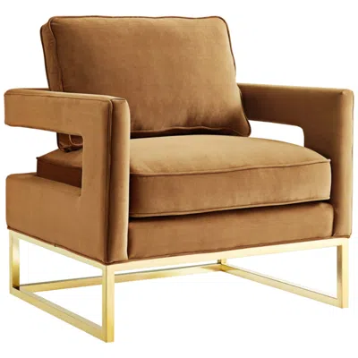 Tov Furniture Tov Avery 33 1/2" Wide Modern Cognac Velvet Accent Armchair