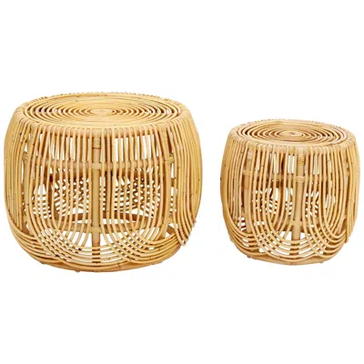 Tov Furniture Tov Azrina Natural Rattan Wood Nesting Tables Set Of 2