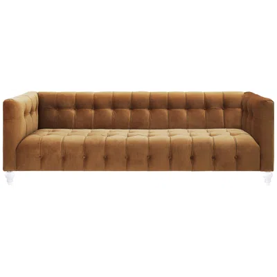 Tov Furniture Tov Bea 90 1/2" Wide Cognac Velvet Button Tufted Modern Sofa