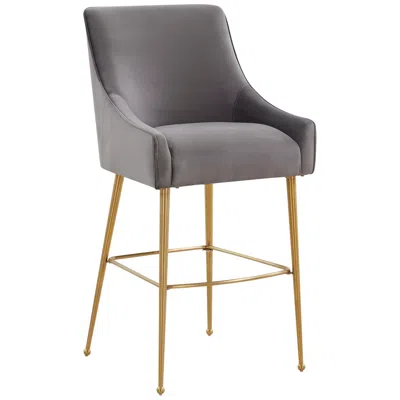 Tov Furniture Tov Beatrix 25 1/2" Modern Dark Gray Velvet Fabric Counter Stool