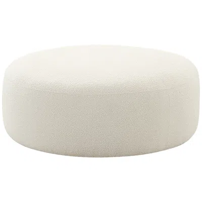 Tov Furniture Tov Broohah 39 1/4" Wide Cream Boucle Fabric Modern Round Ottoman