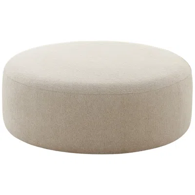 Tov Furniture Tov Broohah 39 1/4" Wide Modern Beige Fabric Round Ottoman
