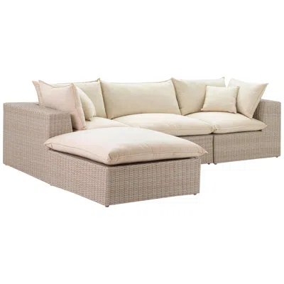 Tov Furniture Tov Cali 119 3/4" Wide Natural Faux Wicker Outdoor Modular Sectional