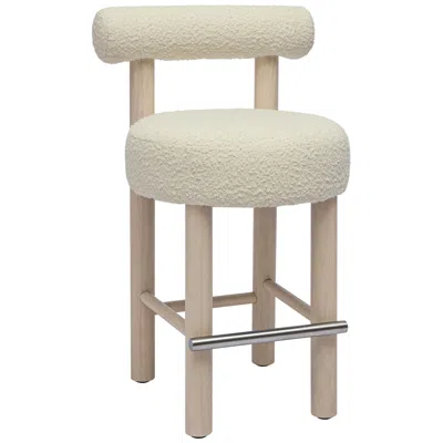 Tov Furniture Tov Carmel 26 1/2" Modern Cream Boucle Fabric Counter Stool