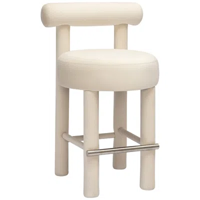 Tov Furniture Tov Carmel 26 1/2" Modern Cream Velvet Fabric Counter Stool