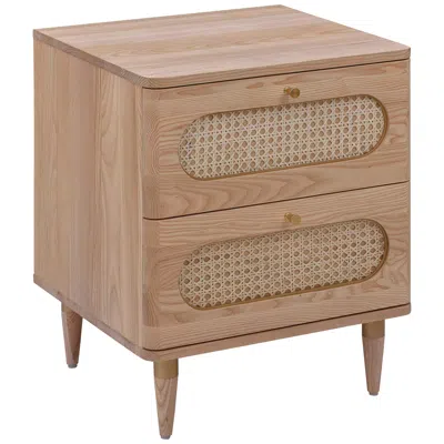 Tov Furniture Tov Carmen 19" Wide Natural Wood And Cane 2-drawer Nightstand