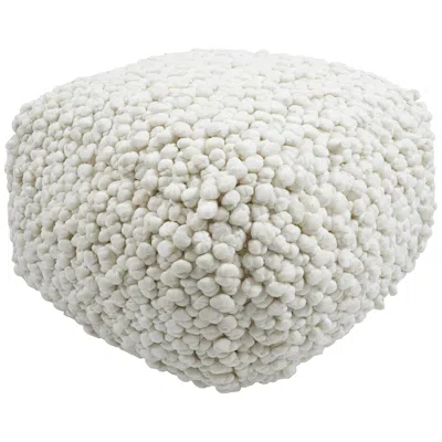 Tov Furniture Tov Cathy 24" Wide Cream Woven Looped Fabric Pouf Ottoman