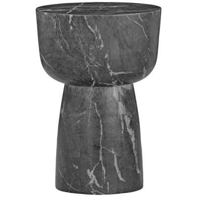 Tov Furniture Tov Charra 14" Wide Black Faux Marble Indoor-outdoor Modern Side Table