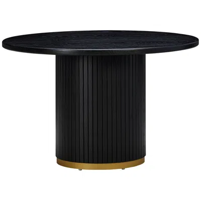 Tov Furniture Tov Chelsea 47 1/4" Wide Modern Black Oak Wood Round Dining Table