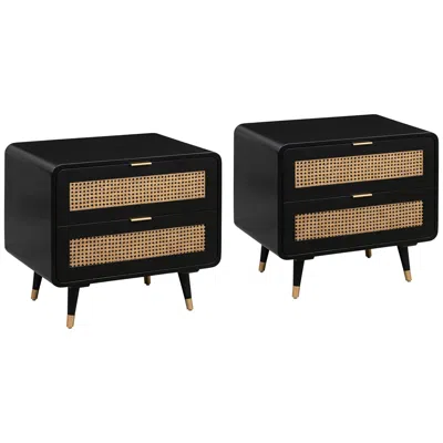 Tov Furniture Tov Christine 27" Wide Black 2-drawer Modern Nightstands Set Of 2