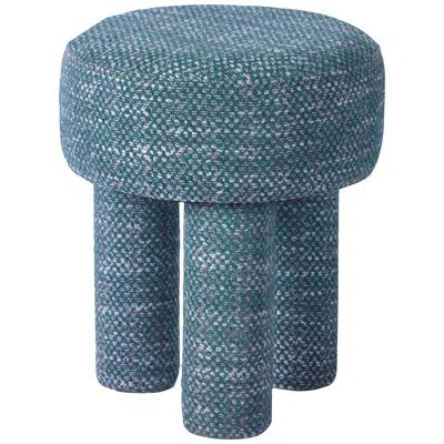 Tov Furniture Tov Claire 14" Wide Modern Knubby Teal Green Fabric Accent Stool