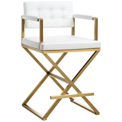 Tov Furniture Tov Director 26" White Vegan Leather Modern Counter Stool