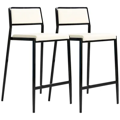 Tov Furniture Tov Gale 25 3/4" Cream Vegan Leather Counter Stools Set Of 2