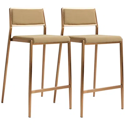 Tov Furniture Tov Gale 25 3/4" Modern Tan Basketweave Linen Counter Stools Set Of 2