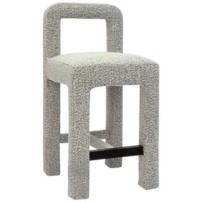 Tov Furniture Tov Hazel 18" Wide Gray Boucle Fabric Modern Counter Stool
