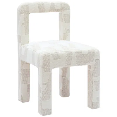 Tov Furniture Tov Hazel 19 3/4" Wide Cream Patterned Jacquard Fabric Dining Chair