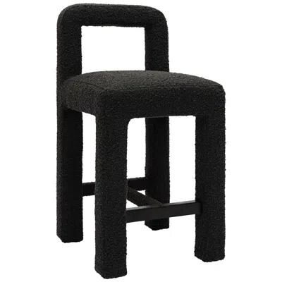 Tov Furniture Tov Hazel 26" Modern Black Boucle Fabric Counter Stool