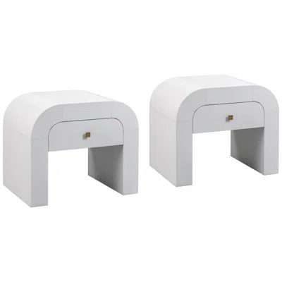 Tov Furniture Tov Hump 26" Wide Modern White 1-drawer Wood Nightstands Set Of 2