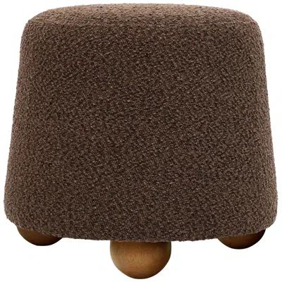 Tov Furniture Tov Jaine 18 1/4" Modern Chocolate Brown Boucle Accent Stool Ottoman