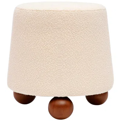 Tov Furniture Tov Jaine 18 1/4" Wide Cream Nubby Boucle Fabric Modern Accent Stool