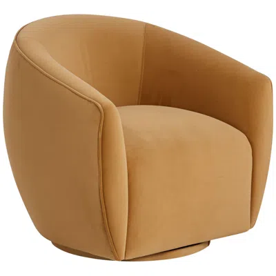 Tov Furniture Tov Jordan 32 1/2" Wide Modern Tan Velvet Swivel Armchair