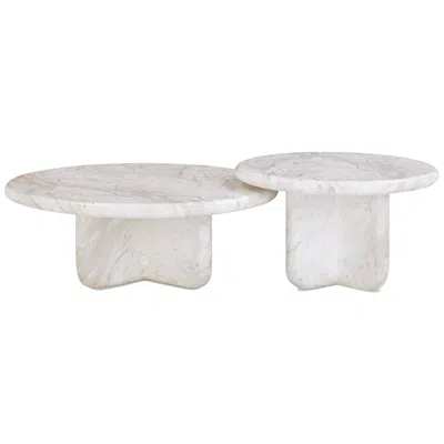 Tov Furniture Tov Juju 32" Wide White Faux Marble Nesting Coffee Tables Set Of 2