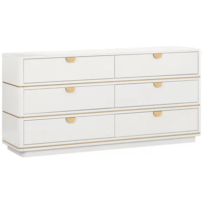 Tov Furniture Tov Julieta 62" Wide Modern Cream Wood 6-drawer Dresser