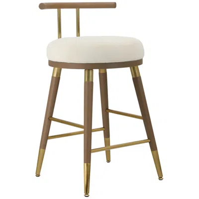 Tov Furniture Tov Juniper 25 1/2" Cream Velvet Fabric Modern Counter Stool