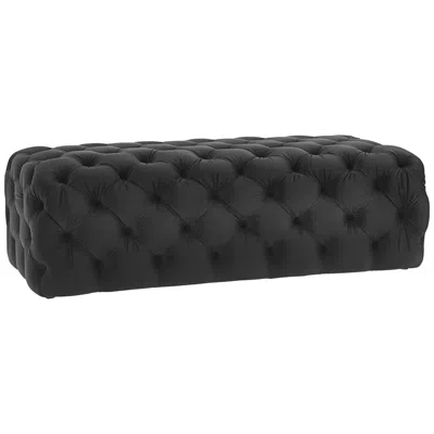 Tov Furniture Tov Kaylee 51 1/4" Wide Jumbo Tufted Black Velvet Modern Ottoman
