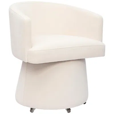 Tov Furniture Tov Kristen 24" Wide Cream Upcycled Chenille Fabric Rolling Desk Chair