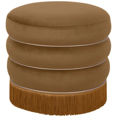 Tov Furniture Tov Lakka 17 1/4" Wide Round Modern Chocolate Velvet Ottoman
