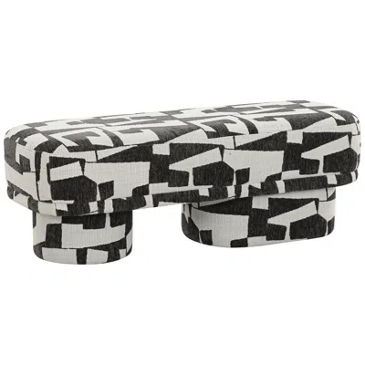 Tov Furniture Tov Lena 47 1/4" Wide Black And White Jacquard Rectangular Bench