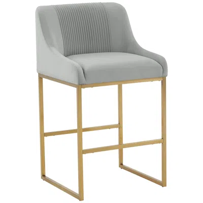 Tov Furniture Tov Lisa 26 1/4" Gray Pleated Velvet Modern Counter Stool