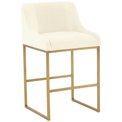 Tov Furniture Tov Lisa 26 1/4" Modern Cream Pleated Velvet Counter Stool