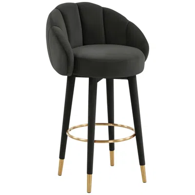 Tov Furniture Tov Myla 23" Wide Black Velvet Modern Swivel Bar Stool