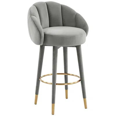 Tov Furniture Tov Myla 23" Wide Modern Light Gray Velvet Swivel Bar Stool
