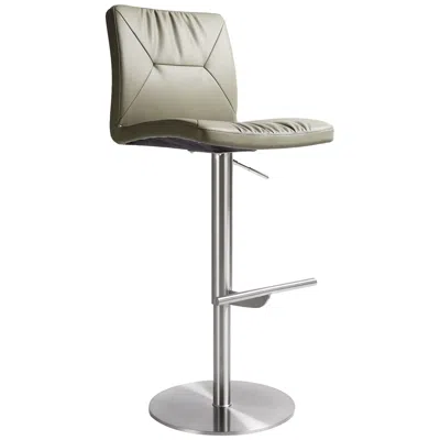 Tov Furniture Tov Paddy Adjustable Height Modern Light Gray Vegan Leather Swivel Stool
