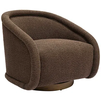 Tov Furniture Tov Rory 29 1/4" Wide Modern Chocolate Brown Boucle Swivel Armchair
