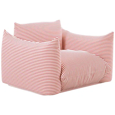 Tov Furniture Tov Saint Tropez 42" Wide Pearl And Red Strip Stuffed Outdoor Armchair