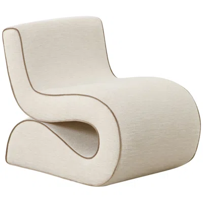 Tov Furniture Tov Senna 22" Wide Cream Basketweave Tweed Modern Wiggle Accent Chair