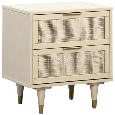 Tov Furniture Tov Sierra 22" Wide Buttermilk Rubberwood And Iron 2-drawer Nightstand