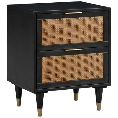 Tov Furniture Tov Sierra 22" Wide Noir Black Acacia Wood 2-drawer Nightstand