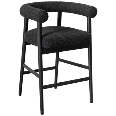 Tov Furniture Tov Spara 22 3/4" Wide Modern Black Boucle Fabric Counter Stool