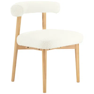 Tov Furniture Tov Spara 23" Wide Cream Boucle And Wood Modern Dining  Chair